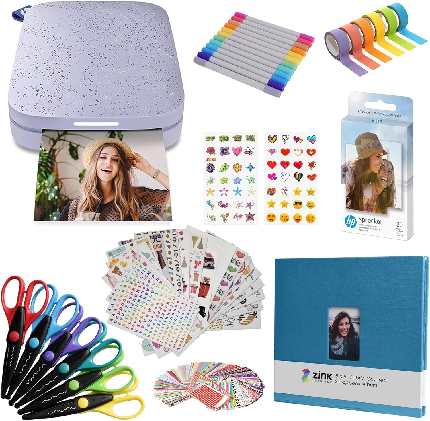 HP Sprocket Portable 2x3 Zoll Sofortbilddrucker (Lila) Sammelalbum-Kit
