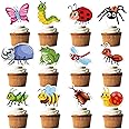 24Pcs Summer Spring Insects Cupcake Toppers Bee Bugs Snails Ladybug Cupcake Bug Party Favors For Girls,Boys, Baby Shower Birthday Party Decorations