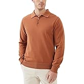 Kallspin Men's Cotton Knit Polo Sweater Classic Casual Long Sleeve Collared Pullover Sweater