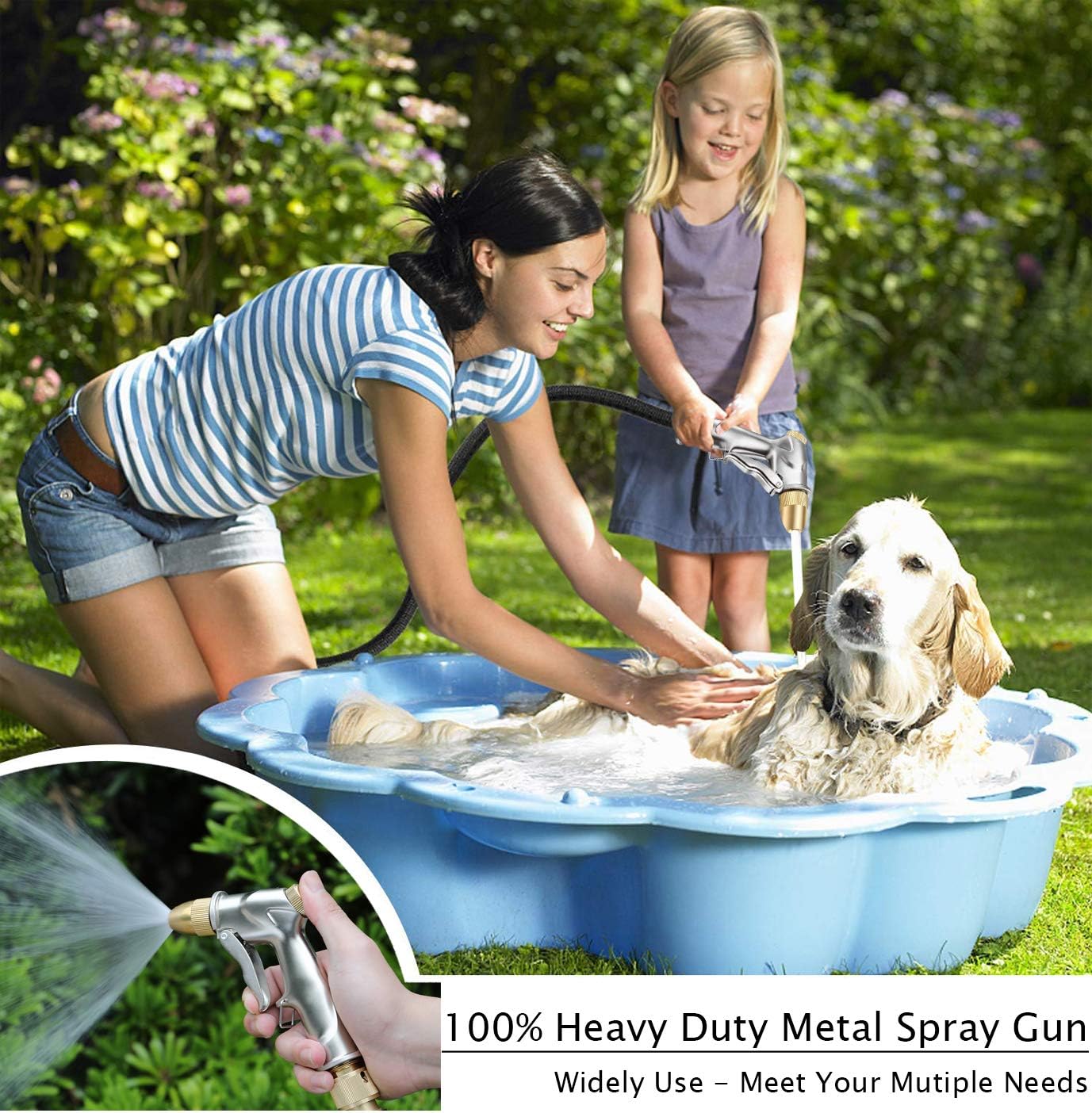 ESOW Garden Hose Nozzle, 100% Heavy Duty Metal Spray Gun with Full Brass Nozzle, 4 Watering Patterns Watering Nozzle- High Pressure Pistol Grip Sprayer for Watering Plants, Car Wash and Showering Dog : Garden & Outdoor