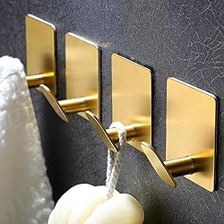 DELITON Adhesive Towel Hooks Gold - 4 Pack Towel