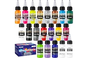 Roizefar Airbrush Paint, 18 Colors with 2 Thinner Airbrush Paint Set, Water-Based Air Brush Paints Acrylic Ready to Spray Inc