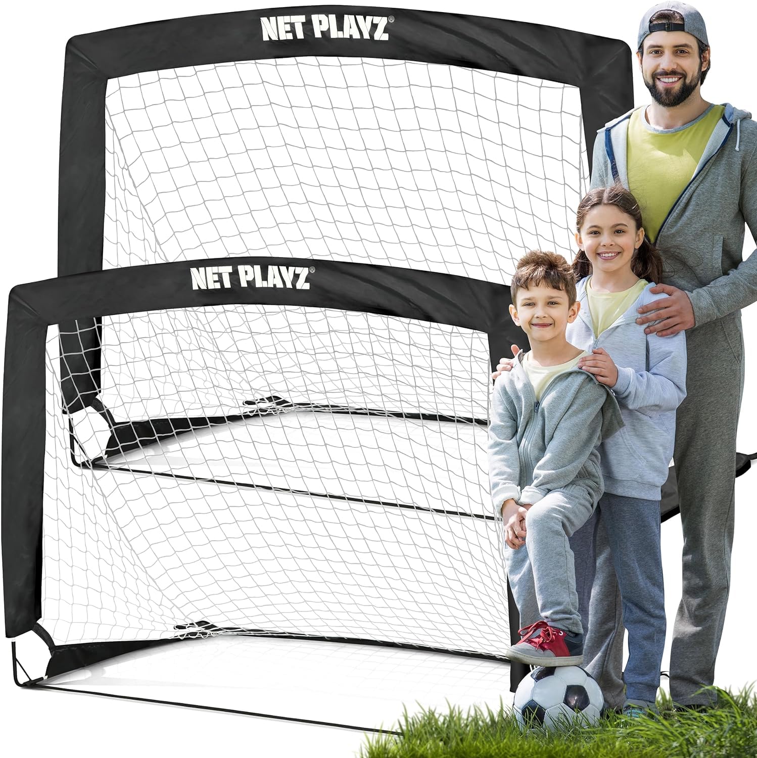 Football Goals Football Net - Kids Pop-up Football Goals for Backyard Practice & Training, Portable Set of 2
