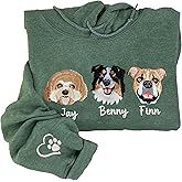 Famitrendz Custom Embroidered Dog Mom Sweatshirt, Personalized Pet Photo Crewneck, Custom Dog Portrait Sweatshirt, Gift for Dogs Mom, Dogs Lovers and Pet Lovers