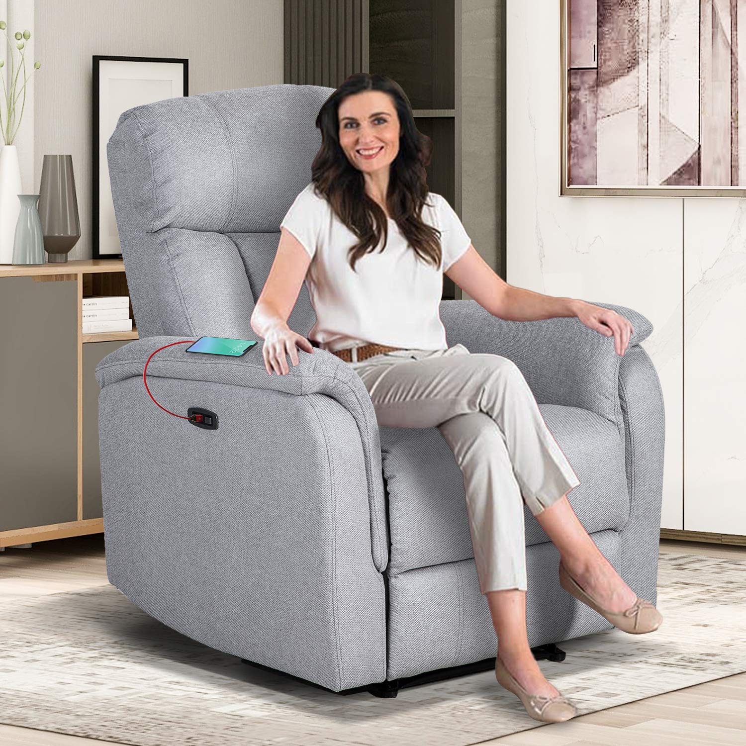 Buy Power Electric Recliner Chair with USB Charge Port Recliner Sofa