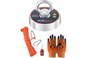 King Kong Magnetics 400 lbs Pulling Force Magnet Fishing Kit - 2.36 inch Strong Neodymium Fishing Magnets-Gloves, Nylon Rope, Thread Locker & Carabiners Included