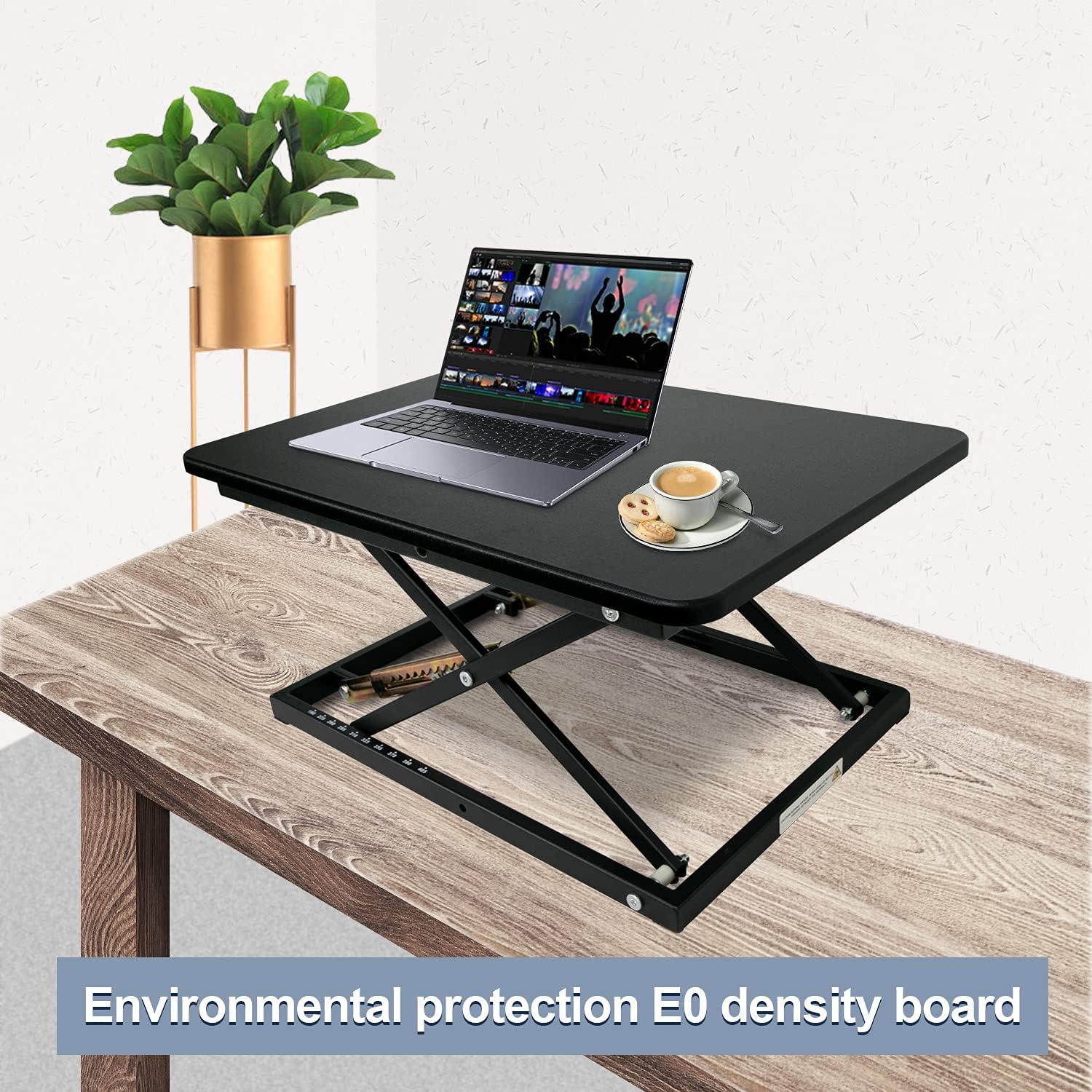 STANDNEE Standing Desk Converter, Height Adjustable Stand up Desk Riser, Fully Assembled Monitor Laptop Riser Workstation, Sit to Stand Desk for Home Office, Black.: Kitchen & Dining