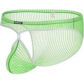 ZONBAILON Mens Bikini Pouch Underwear Sexy Stripe Low Rise Briefs Mesh Panties Breathable Cool S-2XL