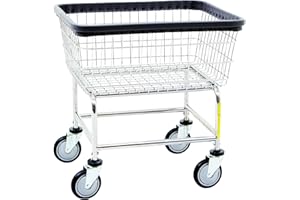 R&B WIRE PRODUCTS R&B Wire® 100D Narrow Heavy Duty Wire Laundry Cart | 2.0 Bushel | Steel Frame with Chrome Finish | Commercial Laundry Basket | Industrial Bumper | 5" Clean Wheel System™ Casters