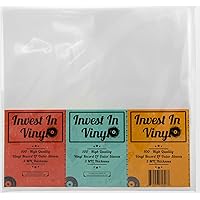 Invest in Vinyl 100 Clear Plastic Protective LP Outer Sleeves 3 Mil. Vinyl Record Sleeves Album Covers 12.75" x 12.5"