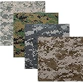 ARMYU Camouflage Bandanas Cotton Head Face Neck Cover Headwraps Bandanna 22" x 22", 4 Pack