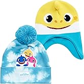 Nickelodeon Boys' Baby Shark Winter Hat - 2 Pack Pom Pom Beanie and 3D Fin Hat (Toddler)