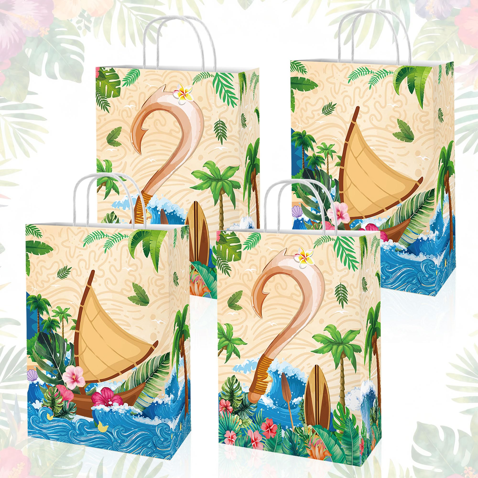 12 PCS Hawaii Birthday Party Supplies Hawaii Theme Popcorn Boxes Party Favors Treat Goodies Sweets Favors Bags Boxes for Birthday Baby Shower