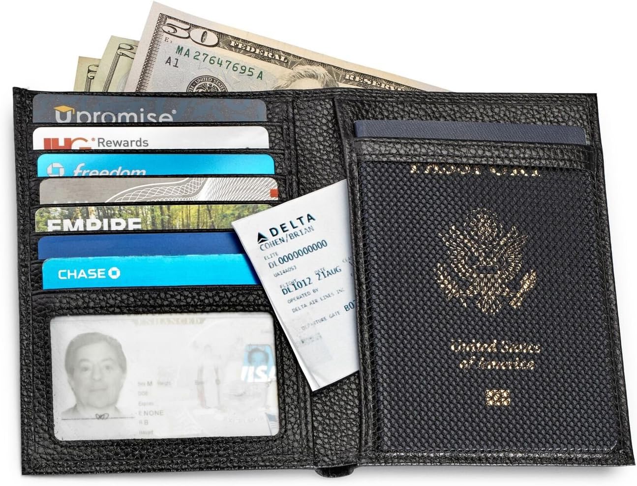  | Travel Passport Wallet Holder by Qubel - RFID Blocking - Genuine Leather - Black - For Men & Women - Gift Box Included | Passport Wallets