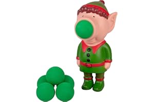 Hog Wild Christmas Elf Ball Popper Toy - Holiday Stocking Stuffer Includes 4 Soft Foam Balls - Squeeze to Pop Air Powered Balls Up to 20 Feet - for Indoor/Outdoor Play - Gift for Kids, Girls, Boys