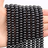 BONNY BOXX 1 Strand Natural 5 * 8mm Black Obsidian Rondelle Beads, Natural Abacus Disk Stone Beads Loose Spacer Gemstone for DIY Bracelet Necklace Jewelry Making