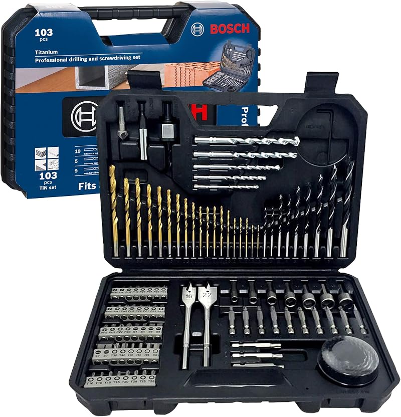 Bosch 103 pcs Mixed Screwdriver & Drill Bit Titanium Set