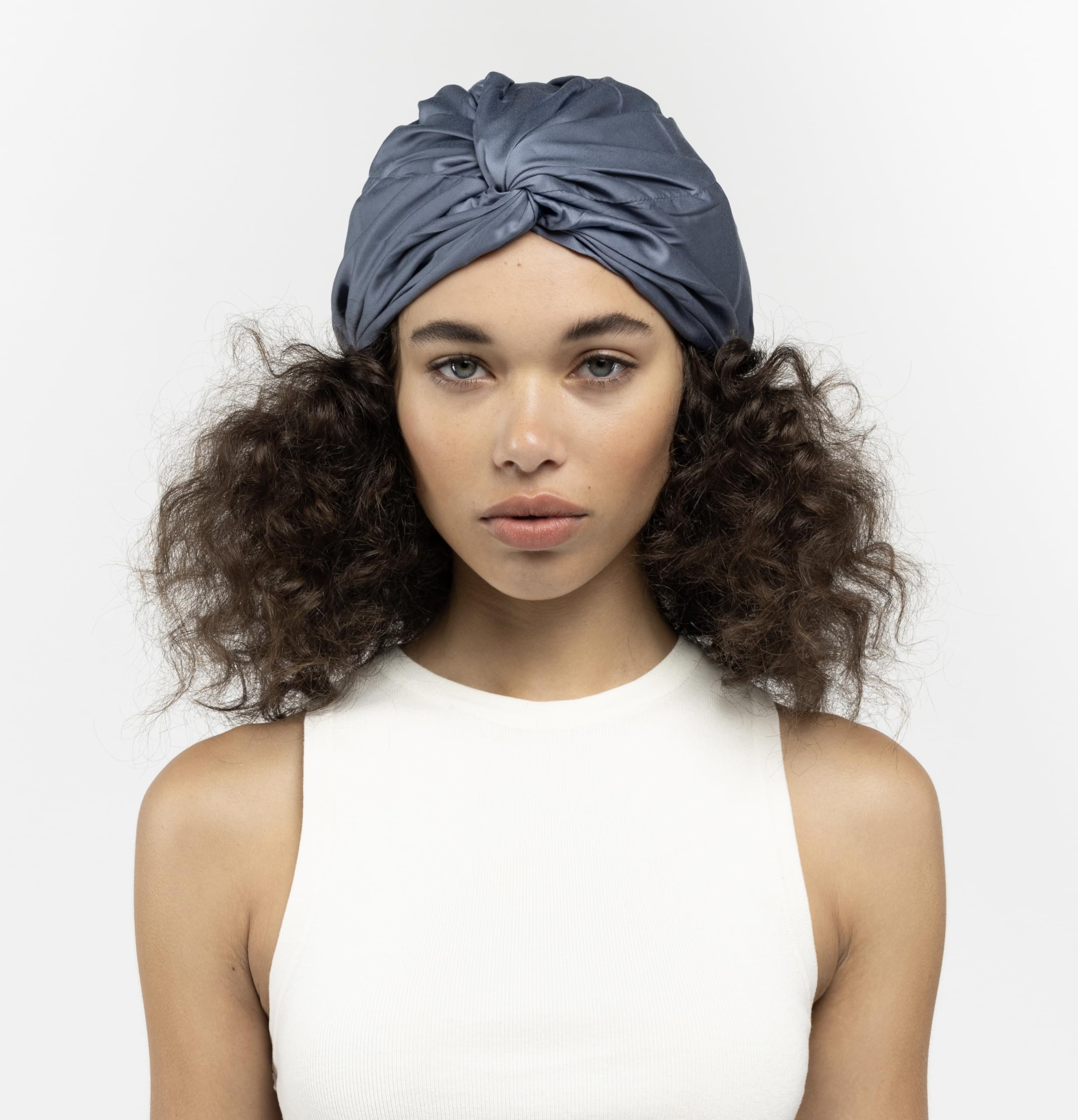 Photo 1 of Essentials by Clementine Organic Hair Bonnet in Blue Lagoon | Silver Ion Silk Lined Bamboo Sleep Cap for Frizz-Free, Curly Hair, and Scalp Health