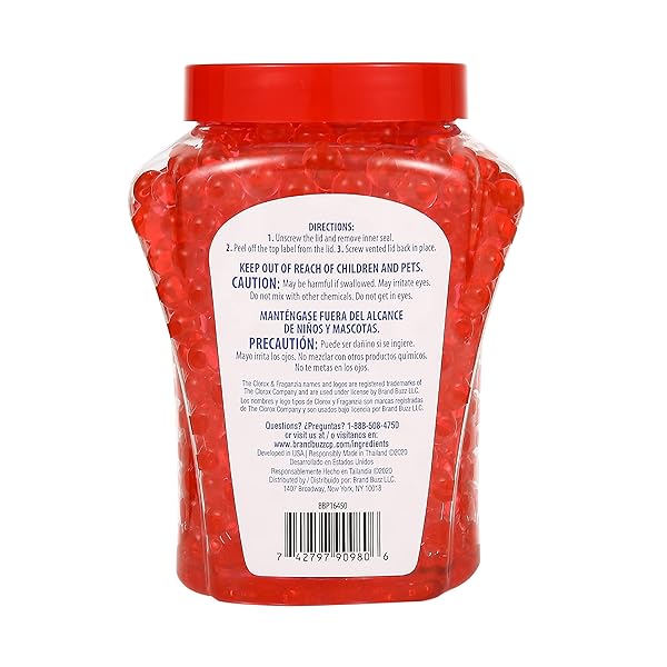 CLOROX FRAGANZIA CRYSTAL BEADS AIR FRESHENER, LONG LASTING ROOM DEODORIZER AND ODOR ELIMINATOR GEL BEADS TO FRESHEN HOME, CAR, OR OFFICE, CHERRY BURST SCENT, 12 FL OZ