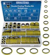 ZDBB 378 Pcs Bonded Sealing Washer Kit M5-M50 NBR Metal Gasket Set