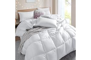 DORRIN NESSIN Winter Extra Warm White King Size Down Alternative Comforter, Heavyweight All Season Fiberfill Comforter Duvet Insert 106x90 with Corner Tabs - Ultra Soft Brushed Microfiber Shell