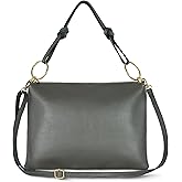 Italian Calf Leather Shoulder Bag for Women | Rectangular Handbag Purse with Zipper, Top-Handle & Crossbody Strap
