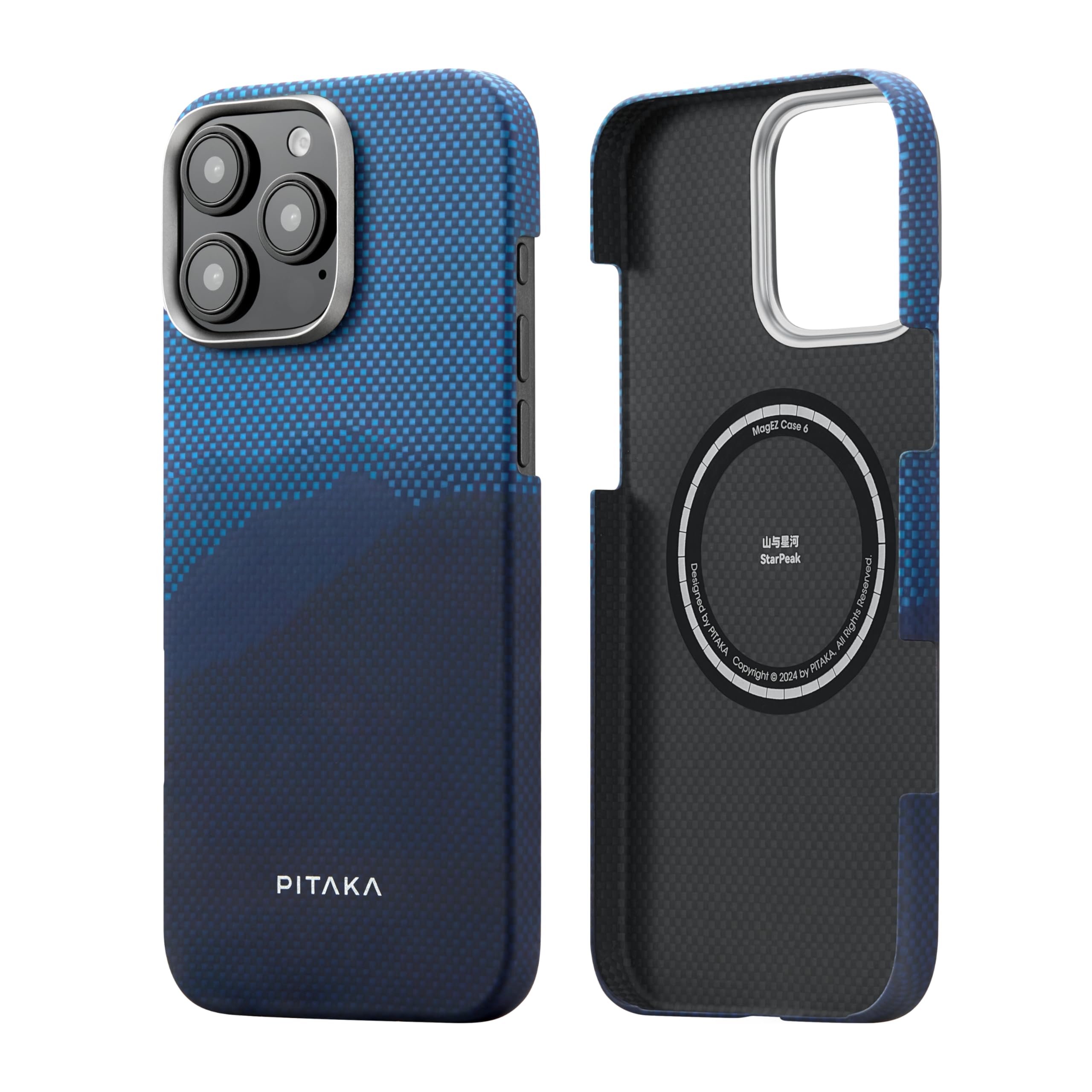 PITAKA Magnetic Case for iPhone 16 Pro Lightweight and Slim Aramid Fibre Protective Case with Premium Texture and Precise Cuts [MagEZ Case 5-Tactile Woven] Over the Horizon