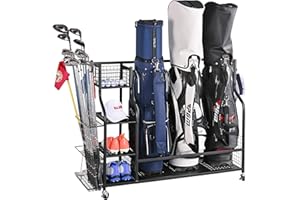 PLKOW Golf Bag Storage Garage Organizer, Extra Large Size Golf Bag Storage Stand and Golf Equipment Rack for Garage,Shed, Basement