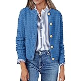 Zeagoo Women's 2026 Cardigan Sweaters Button Down Crew Neck Open Front Long Sleeve Knit Cropped Jackets