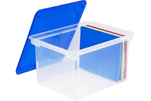 Storex Plastic File Tote Storage Box with Snap-On Lid, Letter/Legal Size, Clear (61508U01C)
