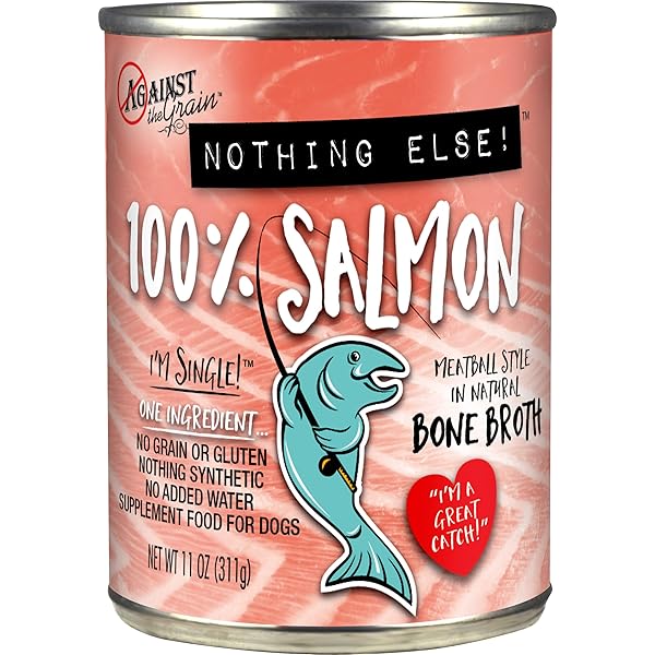 EVANGER’S AGAINST THE GRAIN NOTHING ELSE! 100% SALMON DOG FOOD – 12 COUNT, 11 OZ EACH – SINGLE-INGREDIENT MEATBALL TEXTURE IN NATURAL BROTH – WET DOG FOOD – GRAIN & GLUTEN FREE