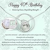 Krfy Birthday Gifts for Women Unique 925 Sterling Silver Necklace with Pearl 1ct Moissanite 30/40/50/60/70/80/90th Birthday Present for Mom Turning 30 40 50 60 70 80 90 Years Old Birthday Card for Her