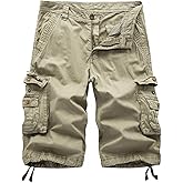 Erston Mens Camo Cargo Shorts Relaxed Fit Lightweight Multi Pocket Camouflage Outdoor Twill Cargo Shorts