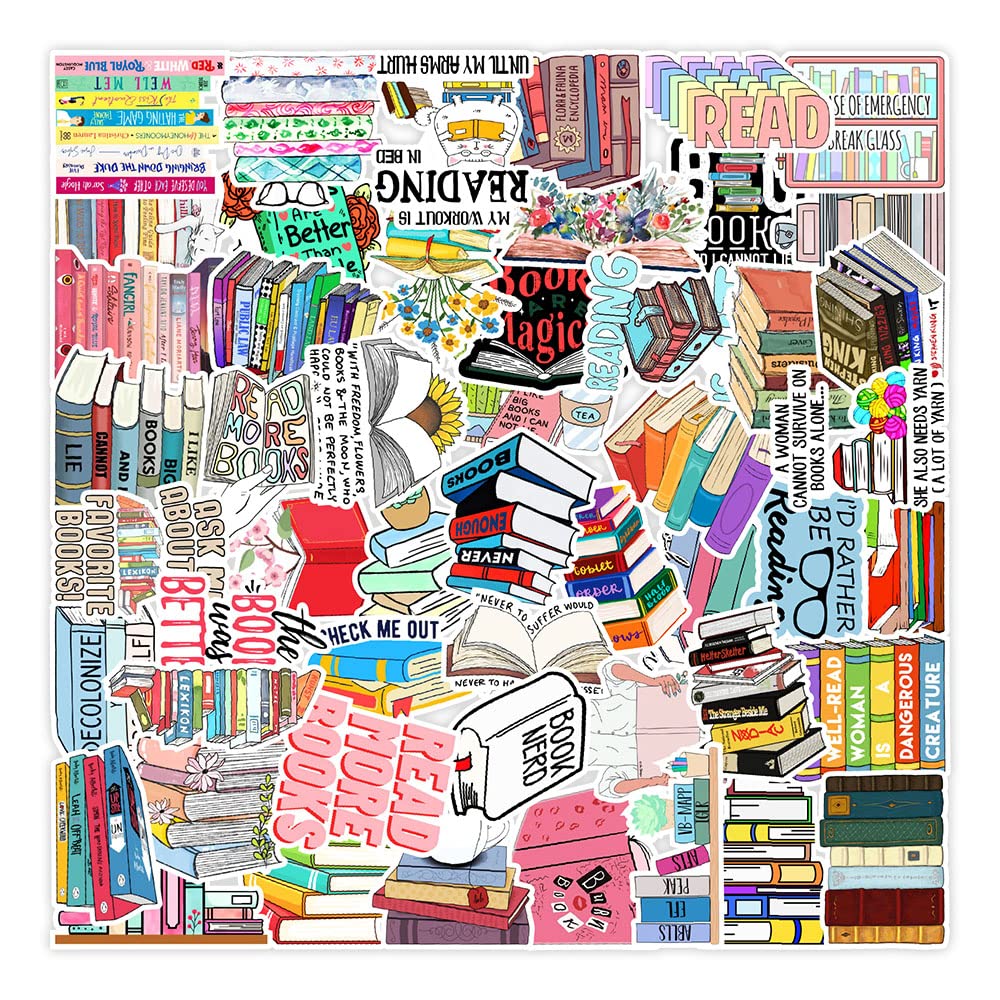 Serhuque 50pcs Reading Stickers for Laptop Water Bottles Scrapbook,Vinyl I Love Read Books Inspiration Stickers for Kids Boys Girls Teens High School Students