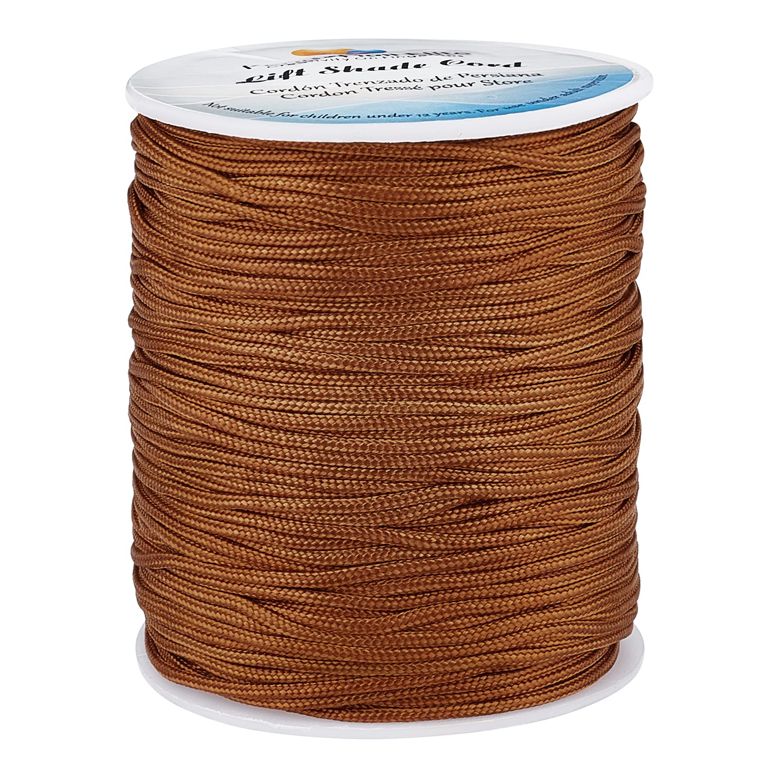 PandaHall 100 Yards Nylon Thread Roman Blind Cord, 1.5mm Brown Braided Lift Shade Cord Venetian Roller Blinds Replacement String for Windows Curtain Garden String Crafts Bracelet Beading Thread, 91m
