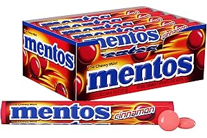 Mentos Candy, Mint Chewy Roll, Cinnamon, Non Melting, Party, 1.32 oz(Pack of 15)
