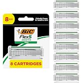 BIC Flex 5 Disposable Razor for Men, Sensitive Skin, 8 Count | Five Precision Blades for a Close, Smooth Result, Pivoting Head for Precision and Comfort, Up to 13 Shaves Per Razor