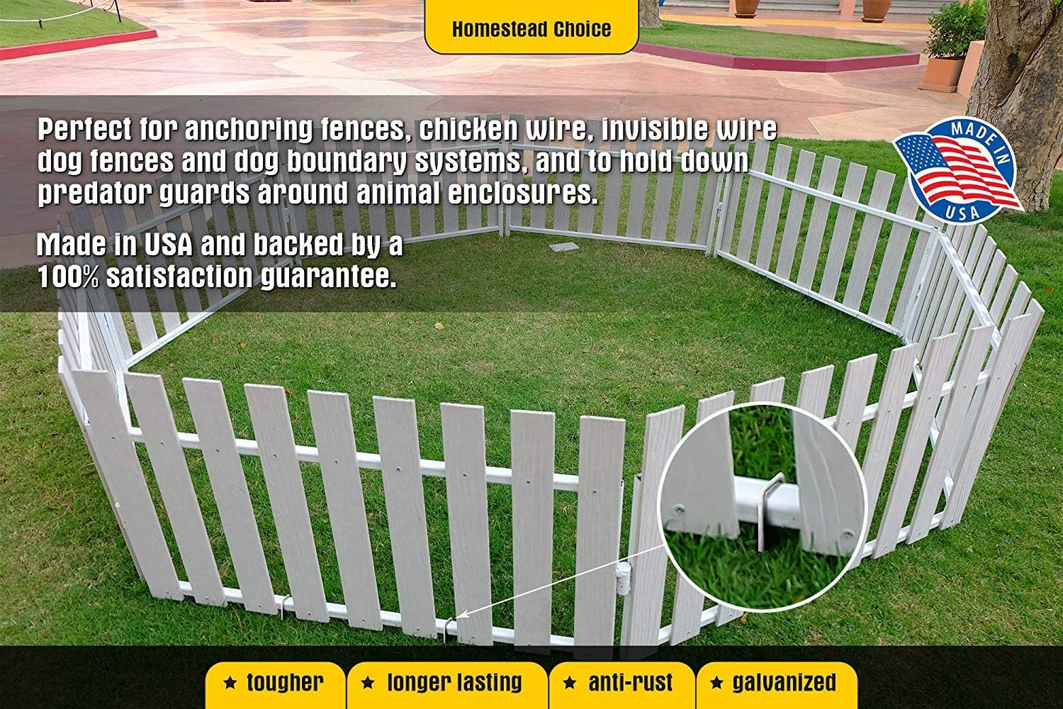 100 6-Inch Galvanized Garden Landscape Sod Staples - Anti-Rust 11-Gauge Pins - Stakes for Weed Barrier Fabric, Ground Cover and Landscaping - Made in USA : Garden & Outdoor