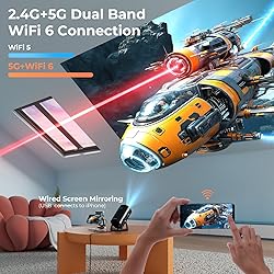 Mini Projector with WiFi and Bluetooth, 4K 1080P
