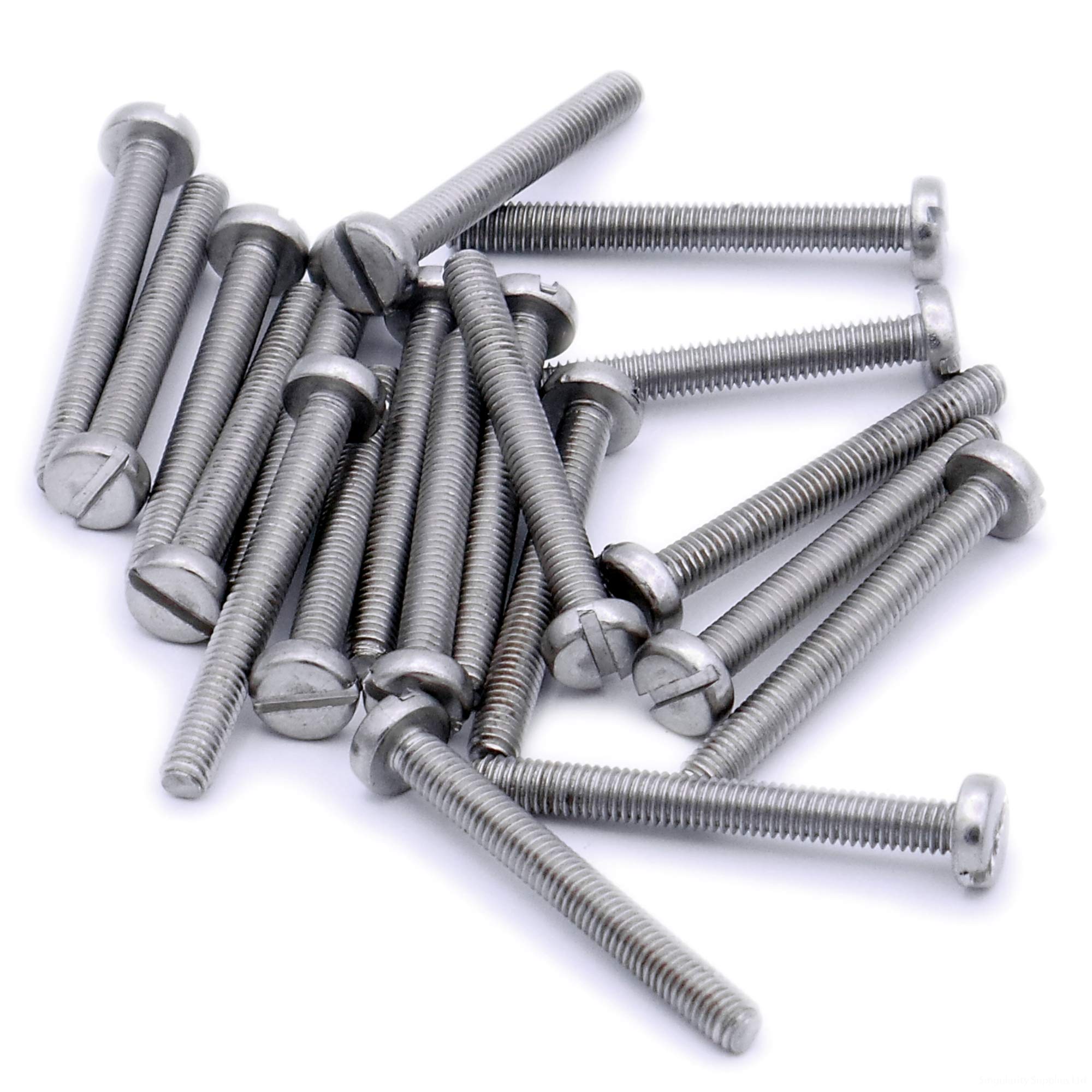 M3 (3mm x 12mm) Slot Pan Machine Screw (Bolt) - Stainless Steel (A2) (Pack of 20)