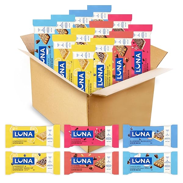 LUNA BAR – VARIETY PACK – 6 FLAVORS – GLUTEN FREE SNACK BARS – NON-GMO – PROTEIN BARS – MADE WITH ORGANIC OATS (12 PACK)