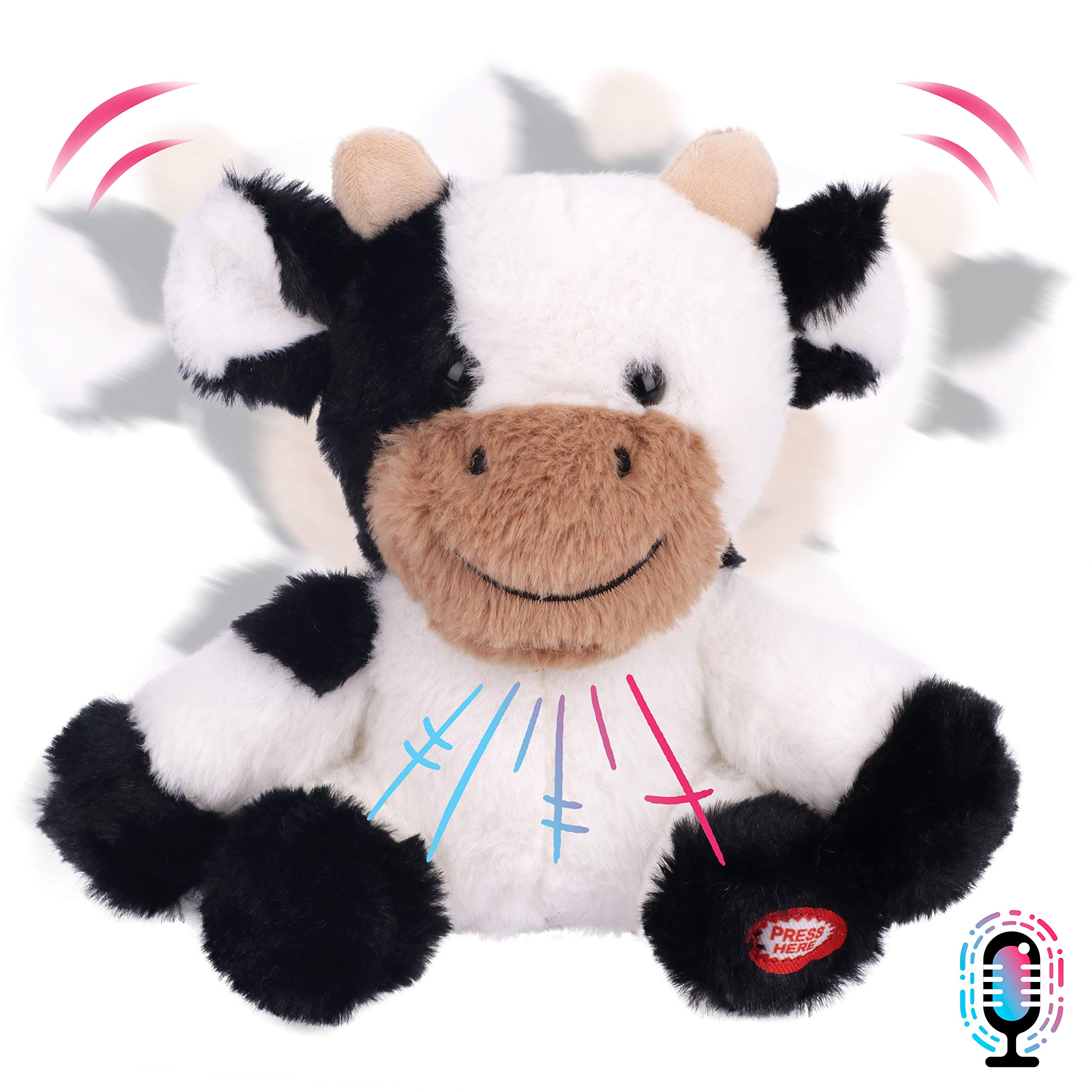 Hopearl Talking Cow Repeats What You Say Shaking Head Electric Interactive Animated Toy Speaking Plush Buddy Birthday Festival for Toddlers, 7''