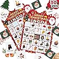 Haroge Christmas Bingo Cards, 30 Players Reusable Xmas Game for Kids Adults Family and Large Groups, Fun Holiday Party Activi