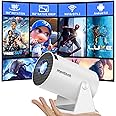 Mini Projector With WiFi and Bluetooth, 180 Rotatable Portable, 150" Smart With Android TV 11, 1080P Support Decoding Projectors 4K, 2.4G/5G WiFi6, Auto Keystone for Home Outdoor Proyector, White
