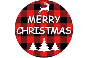 YITLA Merry Christmas Stickers 2 Inch,120pcs Large Round Red Christmas Stickers for Cards, Gift Bags, Envelope Seals, and Ornaments (Red&Black)
