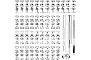 TLKKUE 50 Sets Leather Snap Fasteners Kit 10mm Silver Metal Snap Buttons kit Stainless Steel with 4pcs Snap Fastener Installation Tools for Sewing Clothing, Bracelets, Jackets, Bags Belt, DIY Crafts