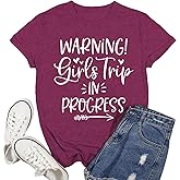 Ascrazy Girls Trip Shirts for Women Warning Girls Trip in Progress T-Shirt Weekend Traveler Lover Tee Tops