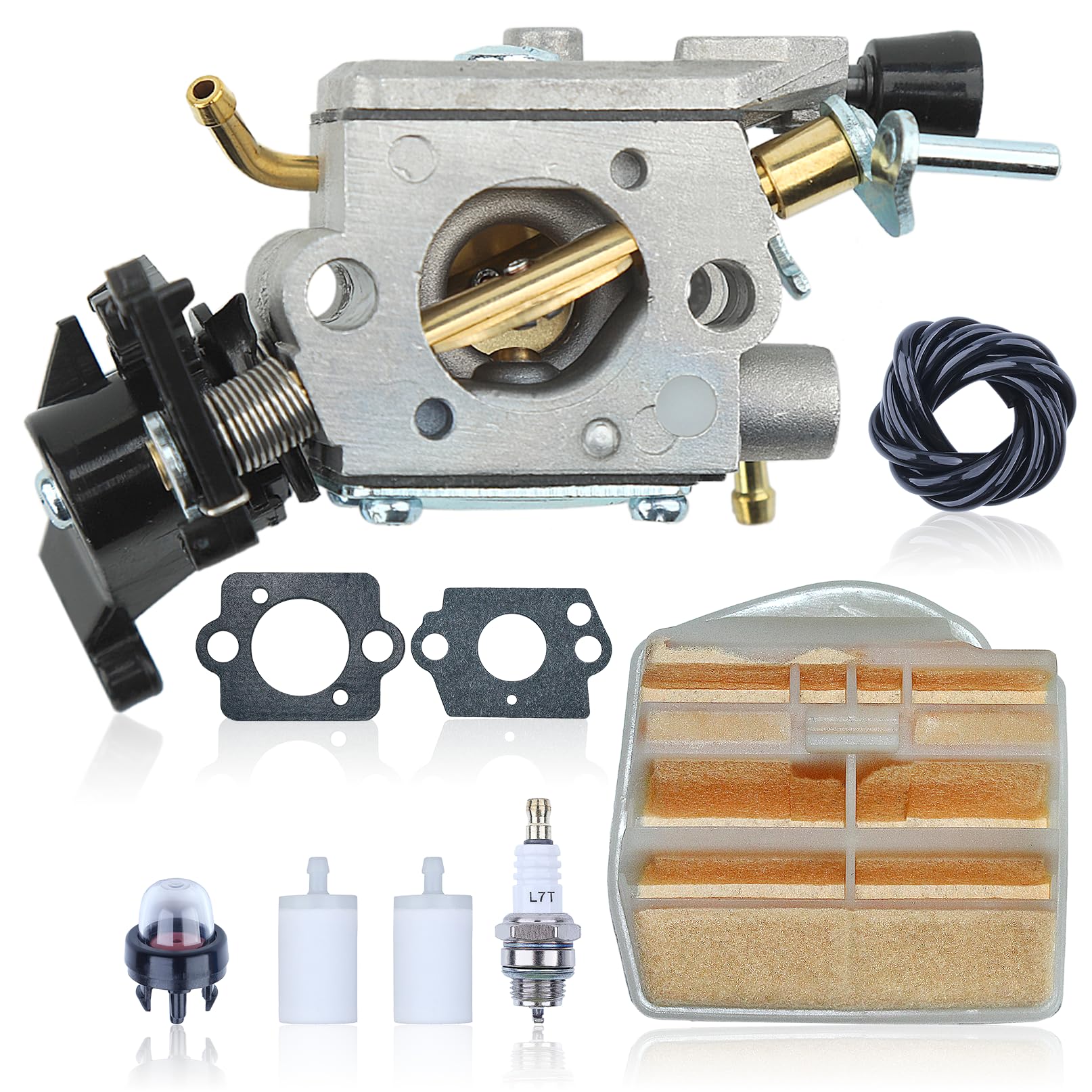 AUMEL C1M-EL37B Carburetor Air Filter Fuel Line Repower Kit For Husqvarna 445 445E 450 450E Gas Chainsaw 506 45 04-01.