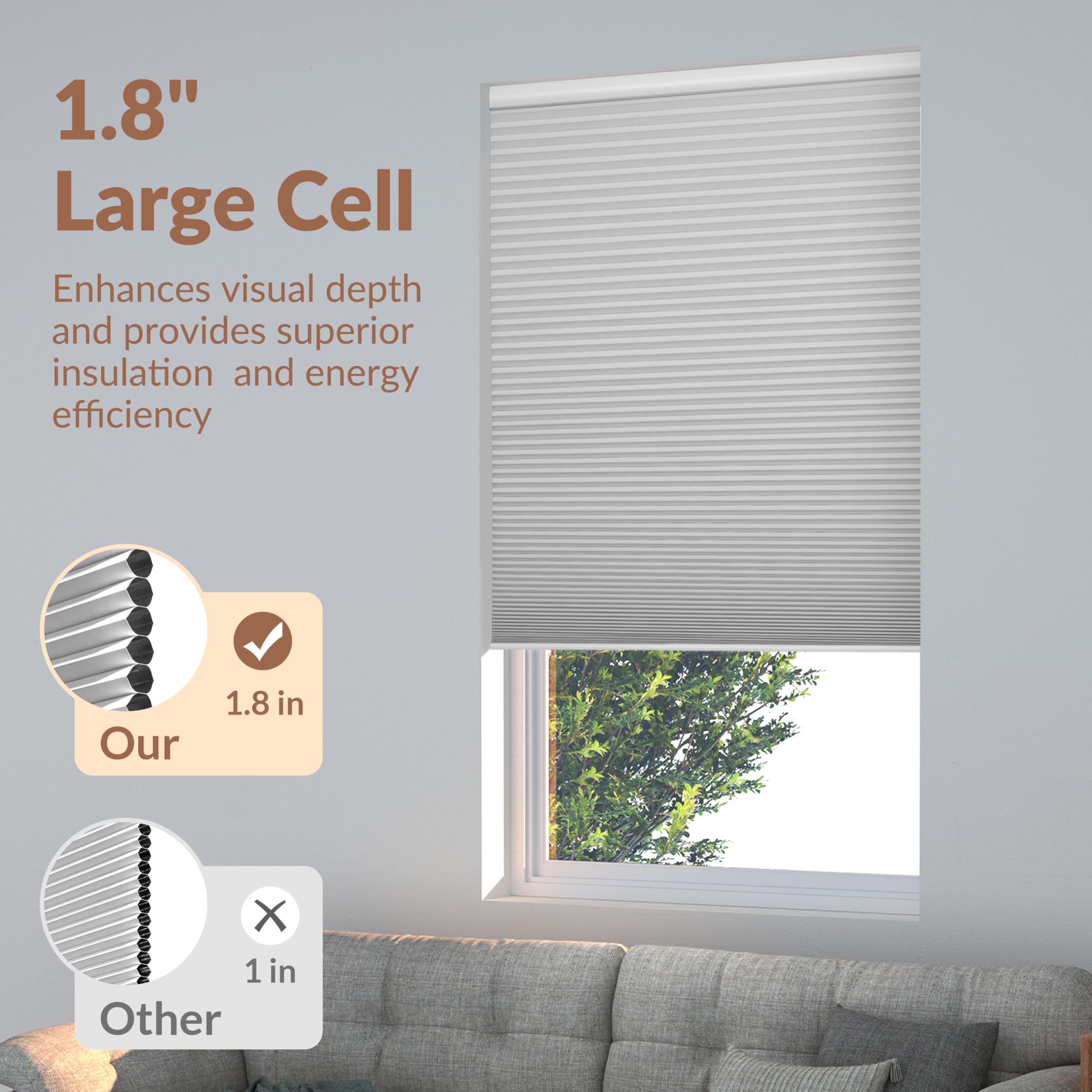 Boolegon Blackout Cellular Shades Cordless Pull