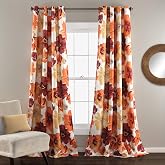 Lush Decor Leah Room Darkening Window Curtain Panel Pair, 84 inch x 52 inch, Red/Orange, Set of 2